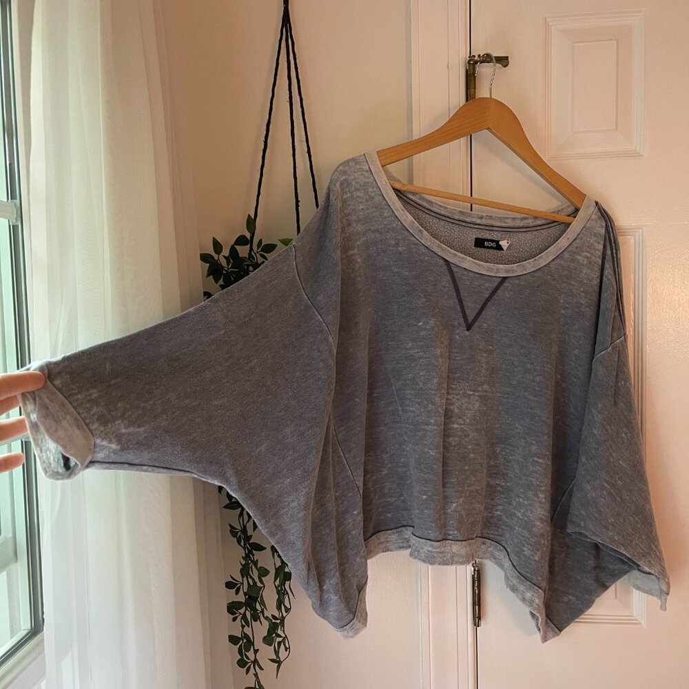 BDG Oversized off shoulder denim faux-worn sweater top in size XS - Picture 2 of 6